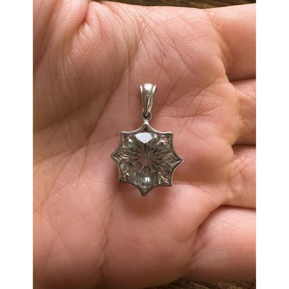 Designer Sterling Silver & Pale Green Quartz Star‎ Shaped Pendant! 23 - Picture 7 of 7